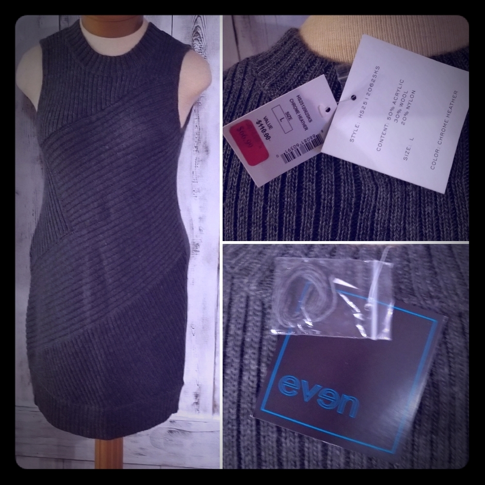 even Gray Sweater Sleeveless Dress